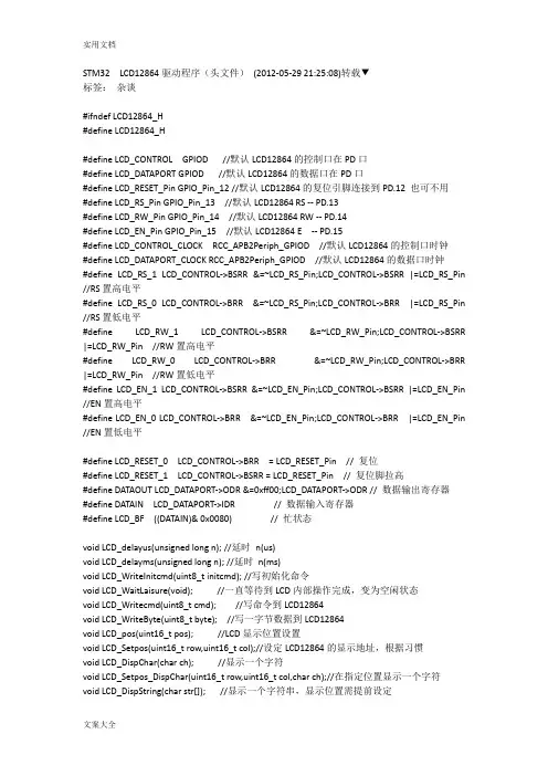 基于某STM32LCD12864驱动程序
