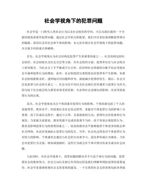社会学视角下的犯罪问题