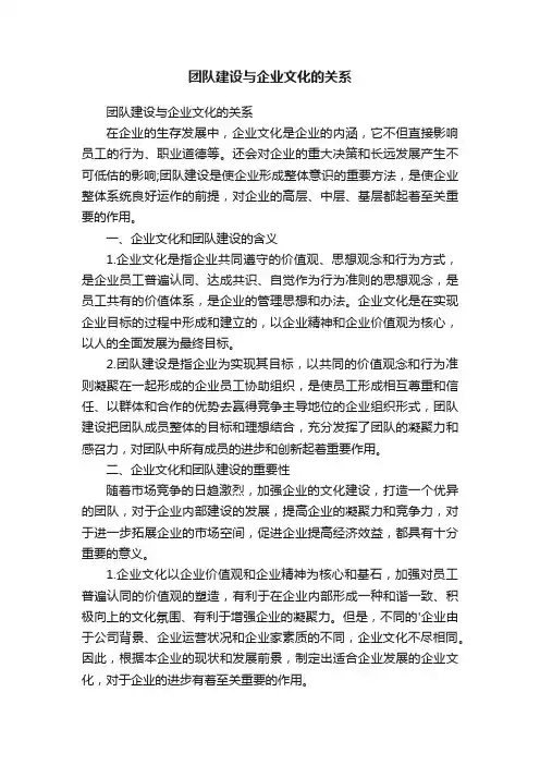 团队建设与企业文化的关系