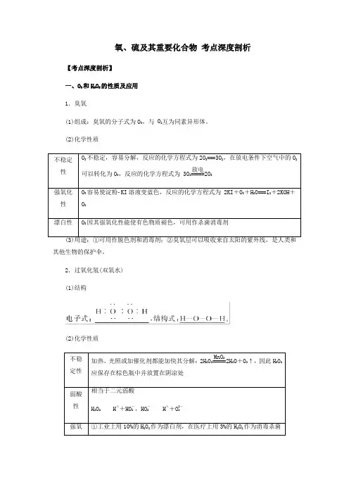 (人教版)2019-2020学年高三化学一轮复习 氧、硫及其重要化合物 考点深度剖析(学生版)