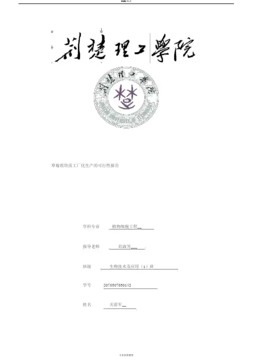 草莓组培苗工厂化生产的可行性报告