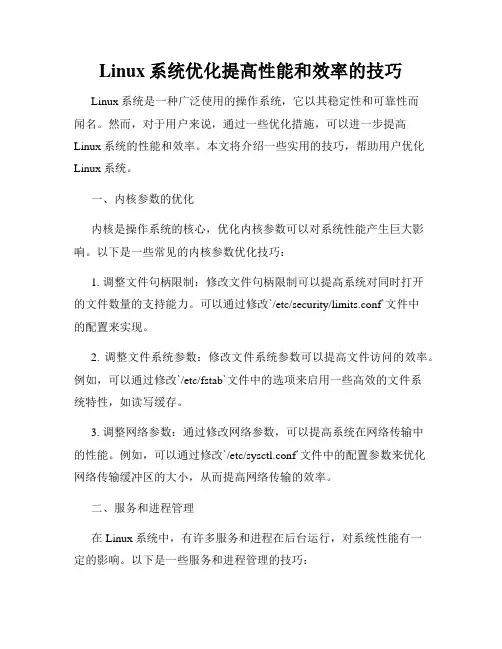 Linux系统优化提高性能和效率的技巧