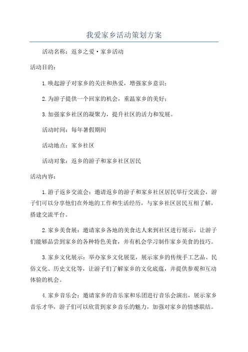 我爱家乡活动策划方案