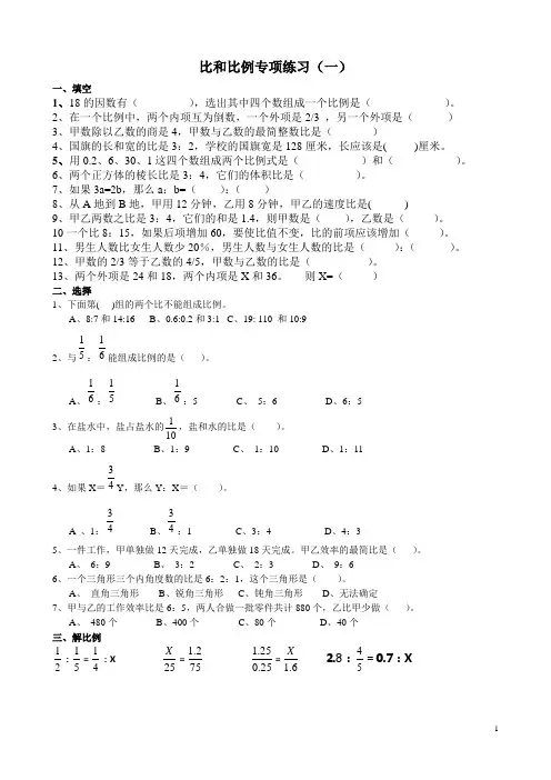 比和比例专项练习