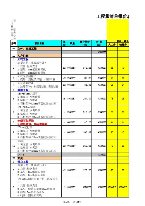 预算书、结算书表格