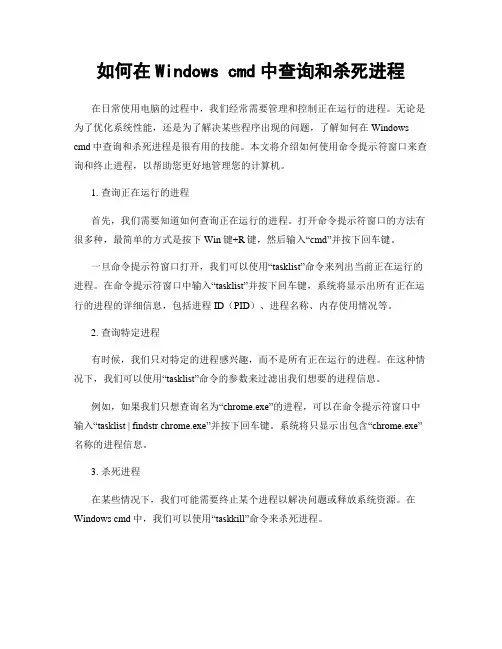 如何在Windows cmd中查询和杀死进程