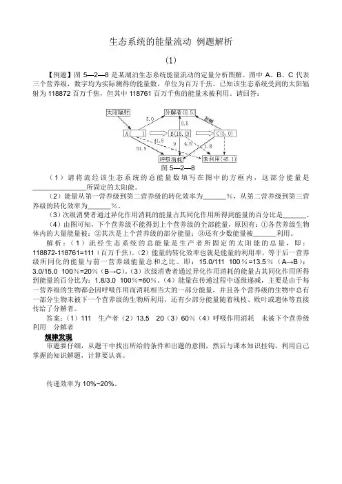 高中生物生态系统的能量流动 例题解析 新课标 人教版 必修