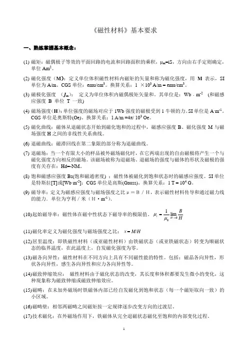 《磁性材料》基本要求12