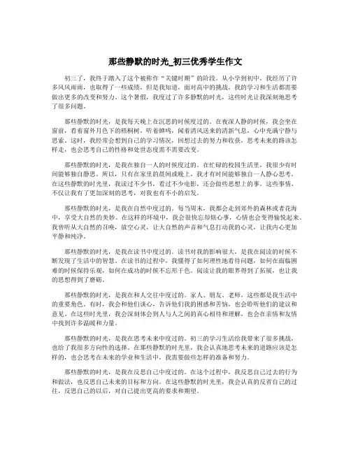 那些静默的时光_初三优秀学生作文