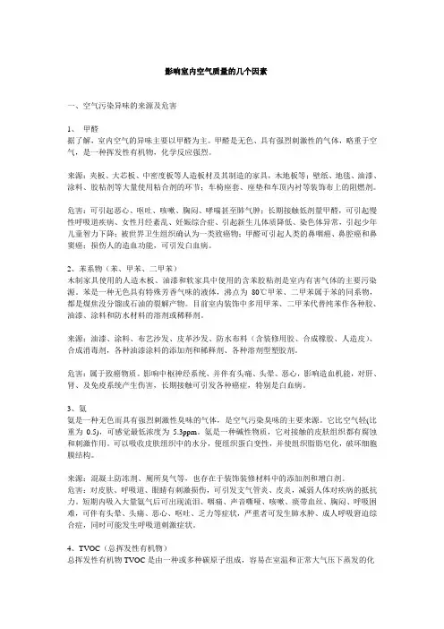 影响室内空气质量的几个因素