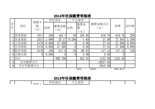 18年社保缴费明细表