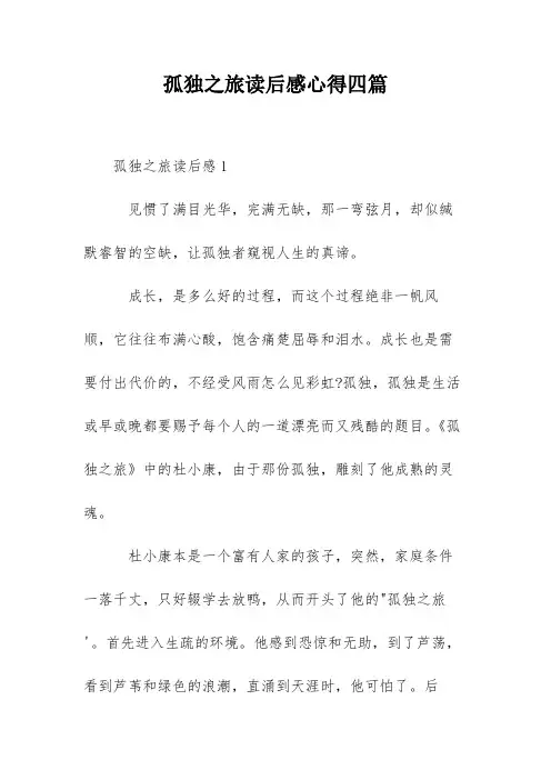 孤独之旅读后感心得四篇