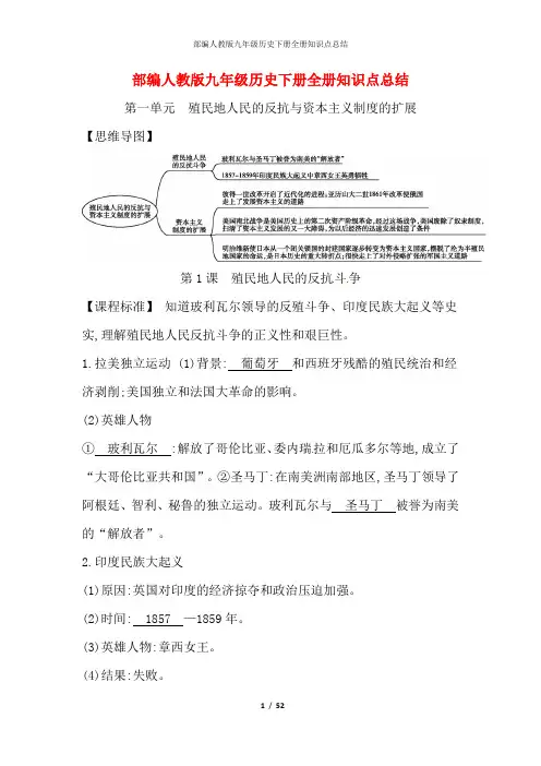 部编人教版九年级历史下册全册知识点总结