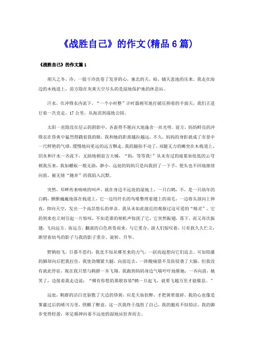 《战胜自己》的作文(精品6篇)
