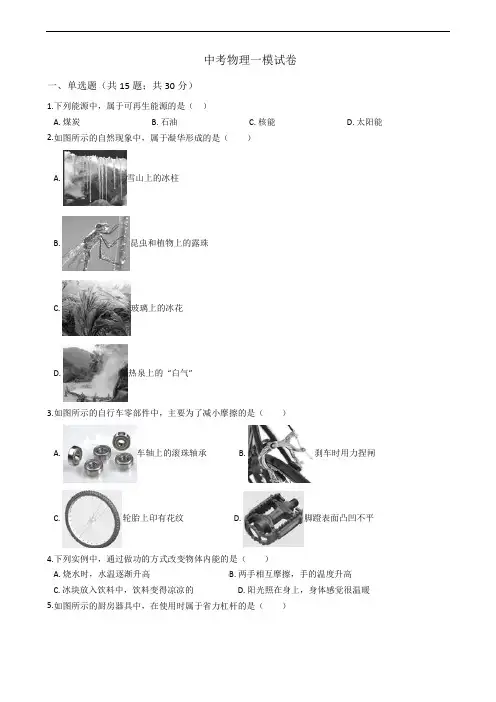 北京市朝阳区2021年中考物理一模试卷