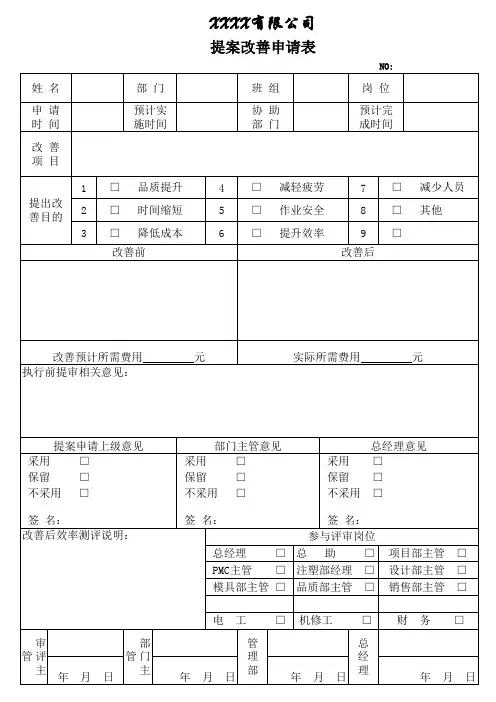 改善提案表格