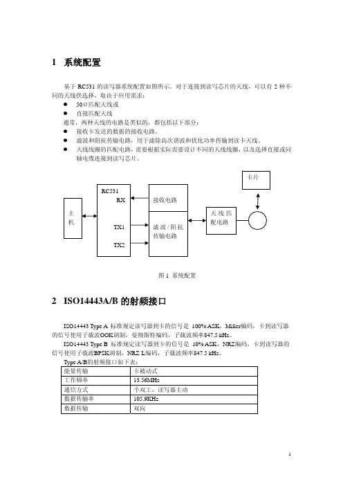 RC531读写器50欧姆匹配电路和天线设计资料