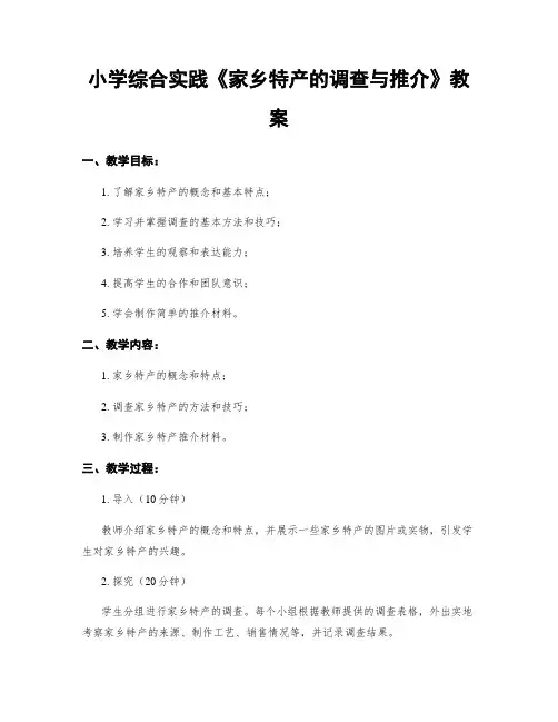小学综合实践《家乡特产的调查与推介》教案