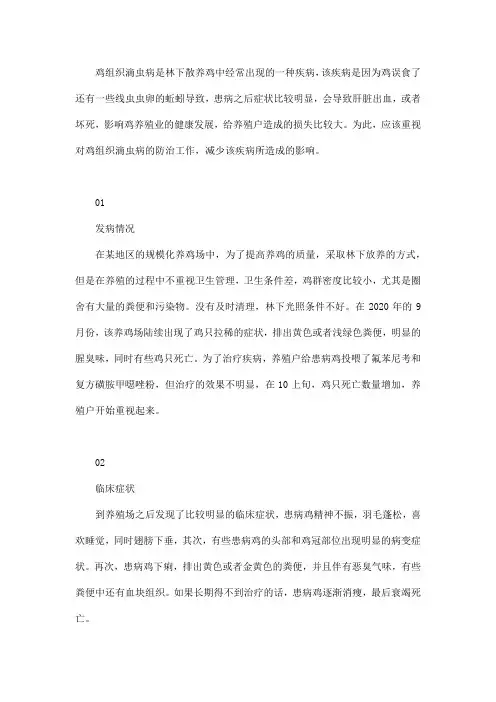 鸡组织滴虫病的诊断与防治