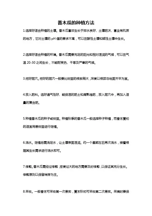 番木瓜的种植方法