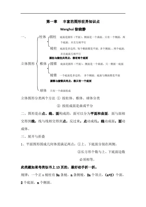 【初中数学】丰富的图形世界知识点总结与练习 北师大版