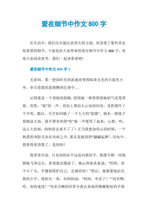 爱在细节中作文800字