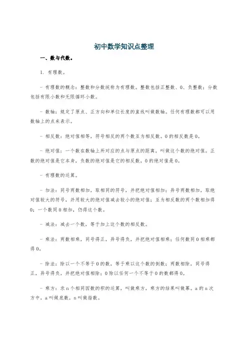 初中数学知识点整理