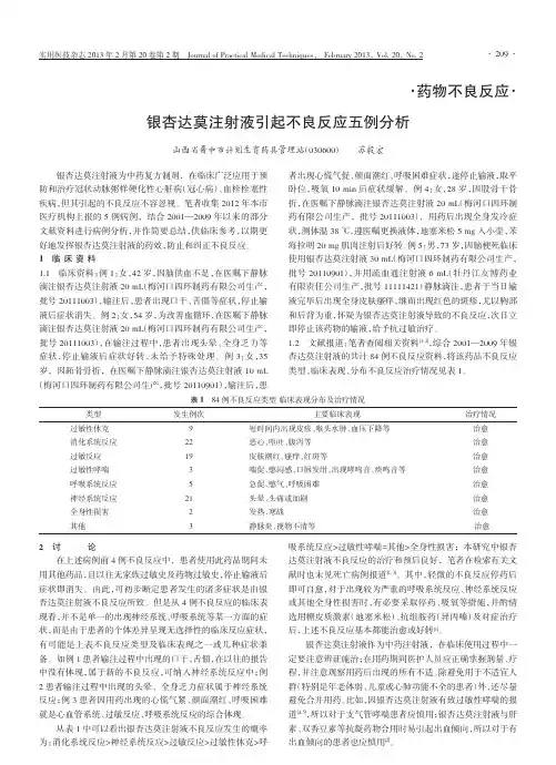 银杏达莫注射液引起不良反应五例分析