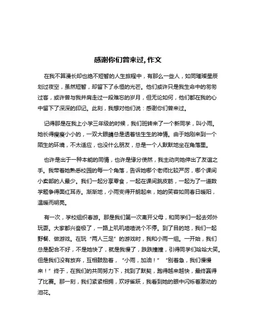 感谢你们曾来过,作文