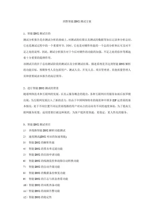 西默智能DNS测试方案