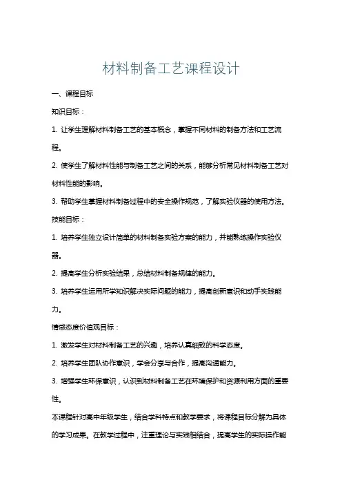 材料制备工艺课程设计