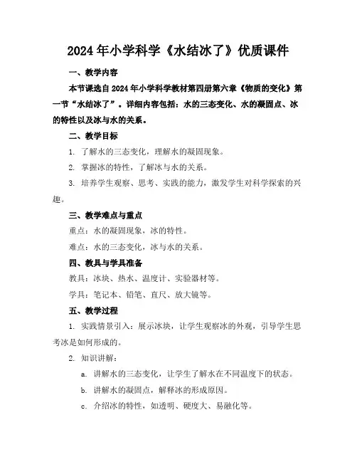 2024年小学科学《水结冰了》优质课件