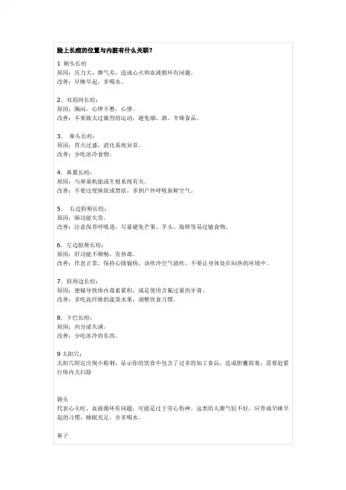 脸上长痘的位置与内脏有什么关联