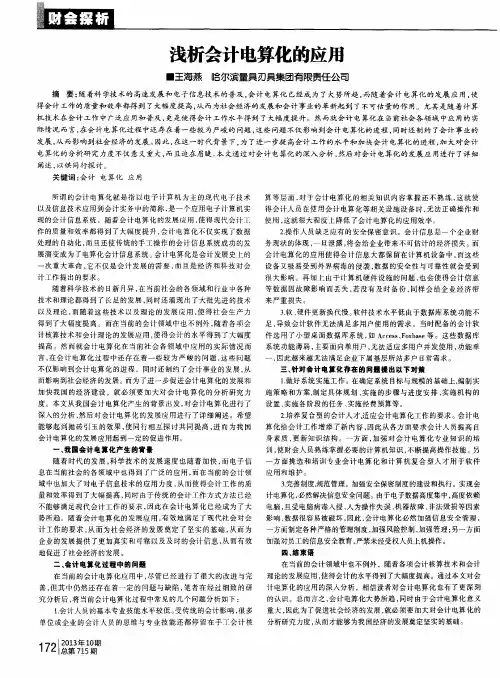 浅析会计电算化的应用