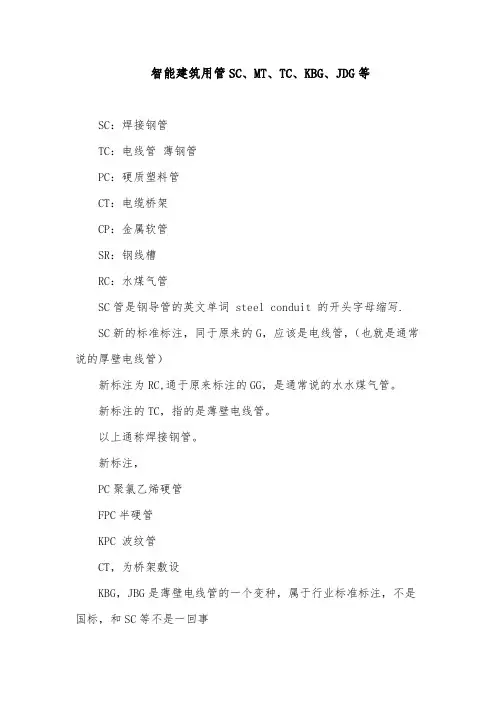 智能建筑用管SC、MT、TC、KBG、JDG等