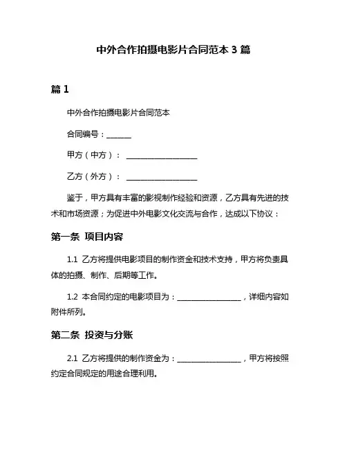 中外合作拍摄电影片合同范本3篇