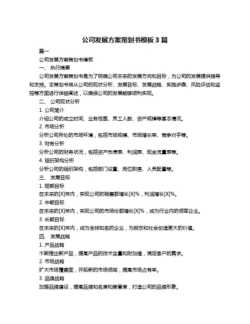 公司发展方案策划书模板3篇