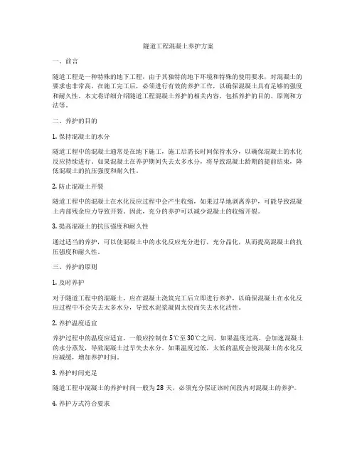 隧道工程混凝土养护方案