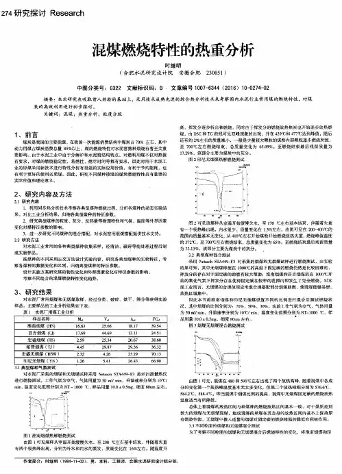 混煤燃烧特性的热重分析