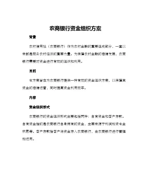 农商银行资金组织方案