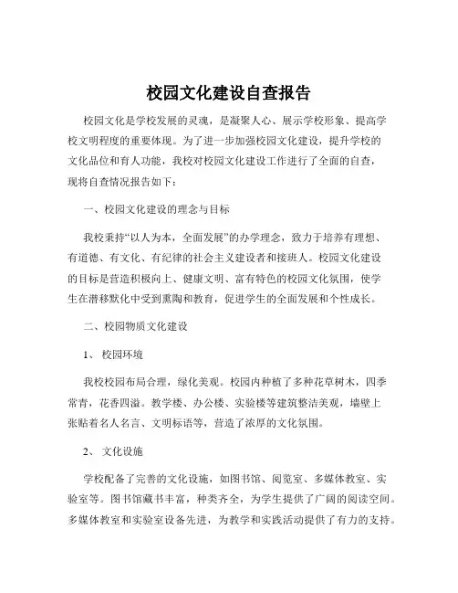 校园文化建设自查报告