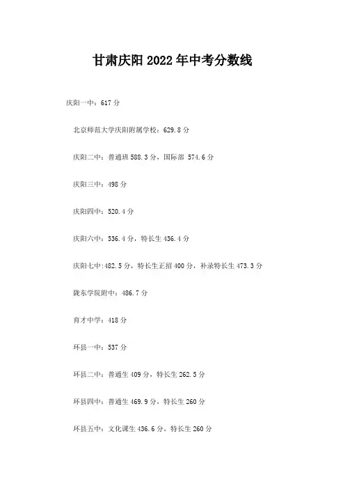 2022青阳中考录取分数线一览表