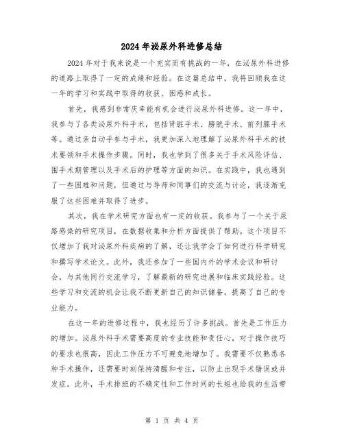2024年泌尿外科进修总结（2篇）