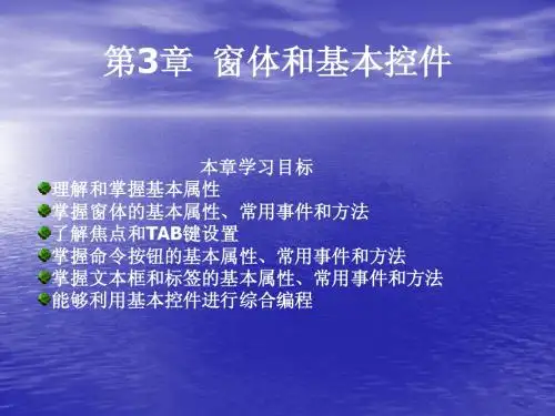《Visual Basic程序设计基础》-第3章  窗体和基本控件