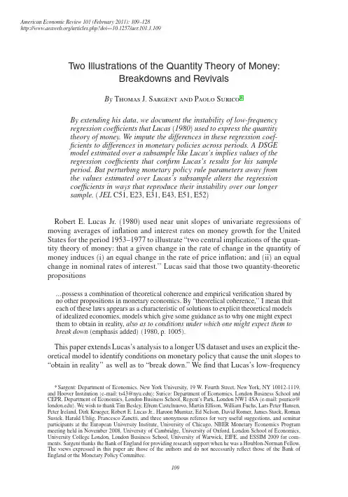 Two Illustrations of the Quantity Theory of Money-Breakdowns and Revivals