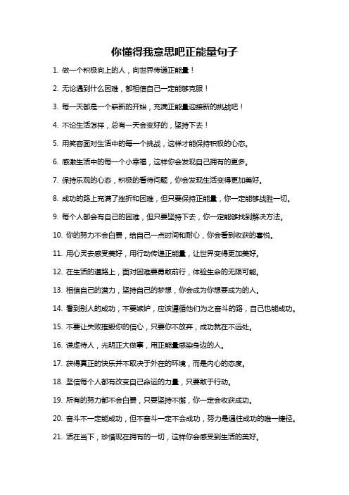 你懂得我意思吧正能量句子