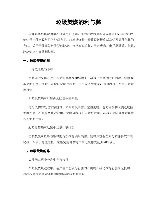 垃圾焚烧的利与弊
