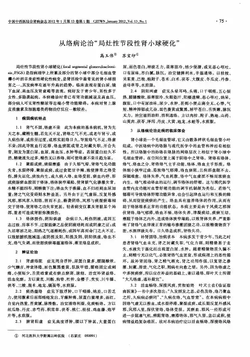 从络病论治“局灶性节段性肾小球硬化”