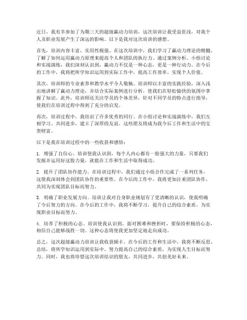 超级赢动力培训感想