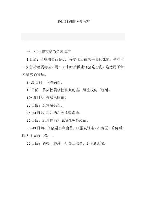 各阶段猪的免疫程序图表模板